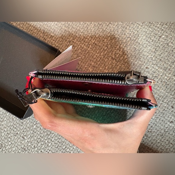 Kurt Geiger Mini Kensington Metallic Leather Bifold Wallet Pink Multi Eagle Head - Picture 12 of 16